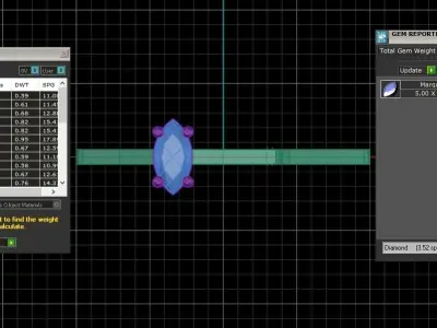 Open End Women Light Weight Band Marquise Stone Ring 3D print model