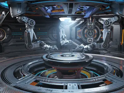 Sci-Fi Robotic Factory - Rigged  3D model