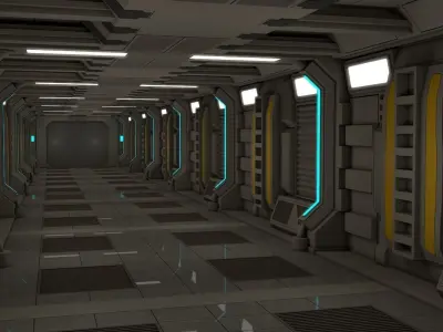 Sci Fi Corridor  3D model 35