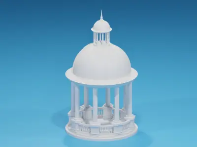 Cartoon Stone Gazebo with Roof 3D model