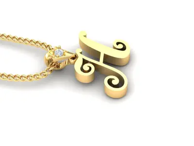 Light Gold Fancy Font Pendant H 3D print model