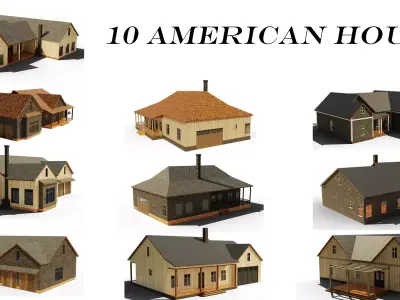 10 American House 3D Model Pack