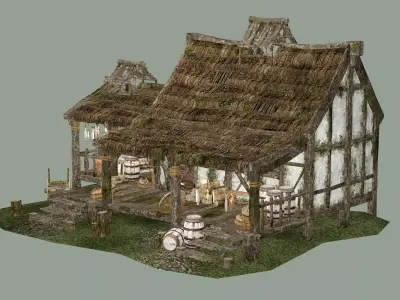 Medieval Small House By Dante 3D Model Low-poly 3D model