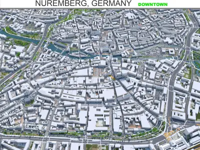 Nuremberg Downtown Germany  Low-poly 3D model