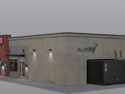 Urban Building - Pizza Restaurant Low-poly 3D model