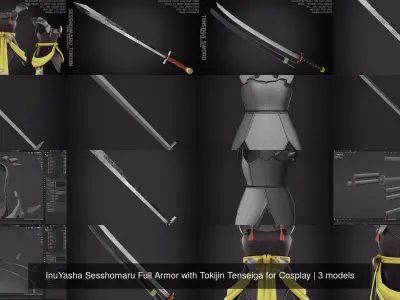 InuYasha Sesshomaru Full Armor with Tokijin Tenseiga for Cosplay 3D Model Pack