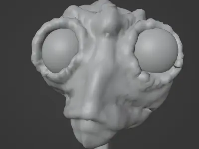 Alien Head - rigged - animated 3D model