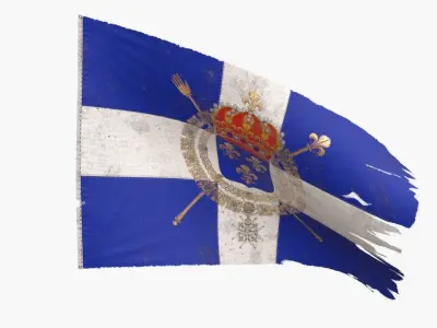 Old French Flag Collection 3D Model Pack