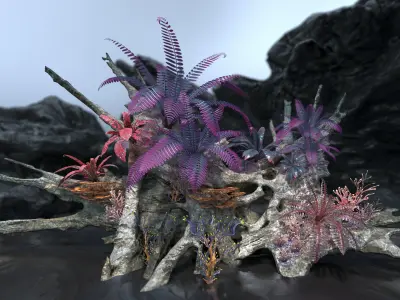 Alien Vegetation collection 1 Low-poly 3D model