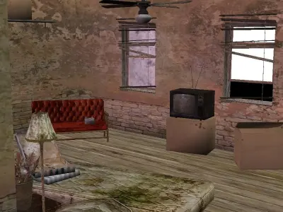 dirty room bedroom low poly Low-poly 3D model