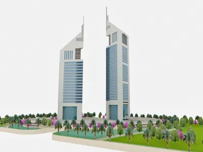 Dubai Jumeirah Emirates Towers  Low-poly 3D model