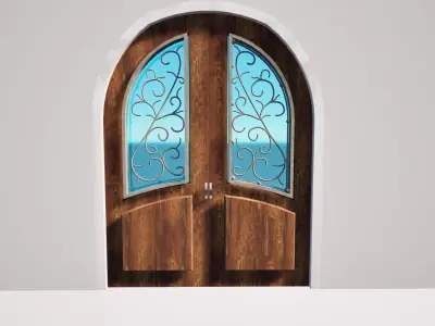 Rustic Round Door Low-poly 3D model