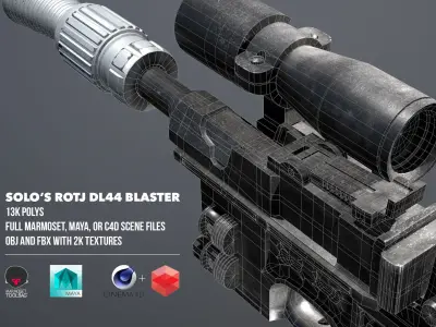 DL44 Blaster based on Original Star Wars ROTJ Prop Low-poly 3D model