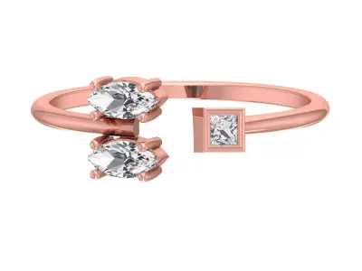 Three Stone Light Weight Band Ring 3D print model order