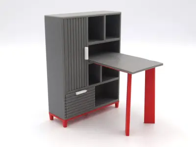 Big desk cabinet with drawers door and shelves  3D print model