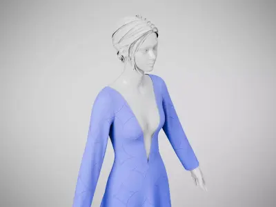 Dress 35 Very Light Blue With Design Low-poly 3D model