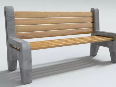 laos Park Bench Low-poly 3D model