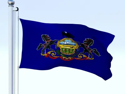 Animated Pennsylvania Flag Low-poly 3D model