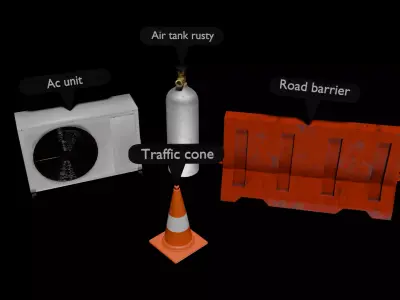 100 realistic MEGA props pack Low-poly 3D model