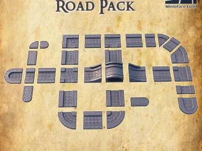 Modular Paved Road Tabletop Terrain 28 MM 3D print model