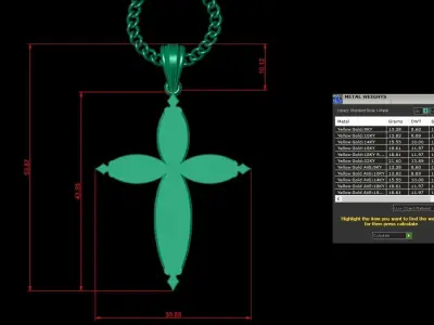 Light Gold 18K Cross Pendant 1CP059 3D print model purchase