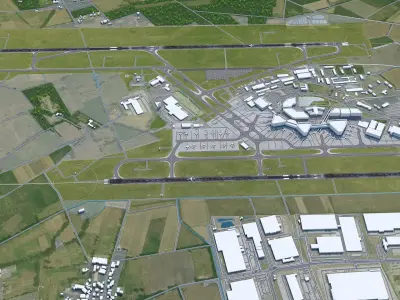 Hannover Airport 10km Low-poly 3D model