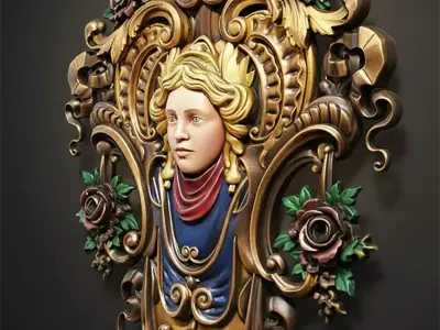 Ornate Classical Wall Relief 3D model