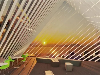 pavilion couple at table Free low-poly 3D model