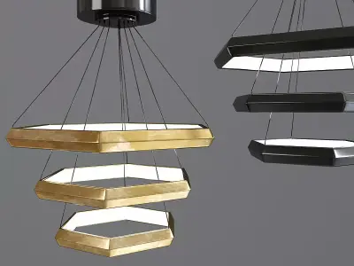 Hexagon Modern Led Chandelier 3D model