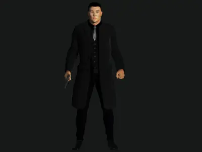 3D REALISTIC HUMAN RIGGED CHARACTER - ASIAN BODYGUARD MAN Low-poly 3D model
