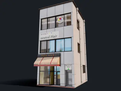 Japanese Pizza Shop Low-poly 3D model