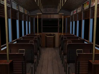 Vintage Tram  Low-poly 3D model