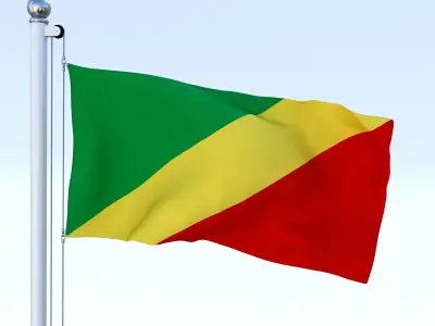 Animated Republic of the Congo Flag Low-poly 3D model