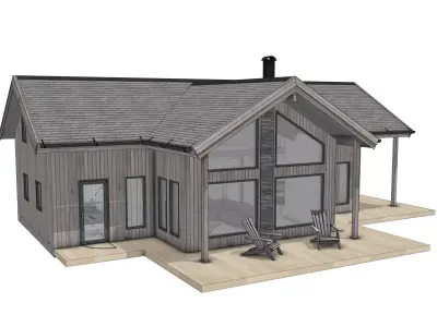 Wooden Cabin 3D Model Modern Architecture IFC SKP OBJ GLB FBX 3D model