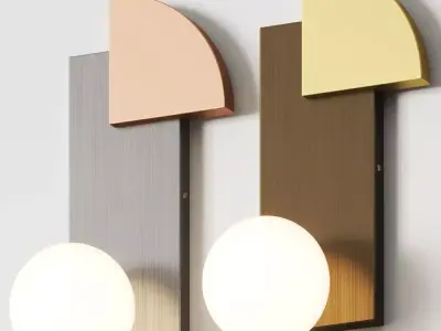 Square in Circle Quadrant and Sphere Wall Lamp 3D model