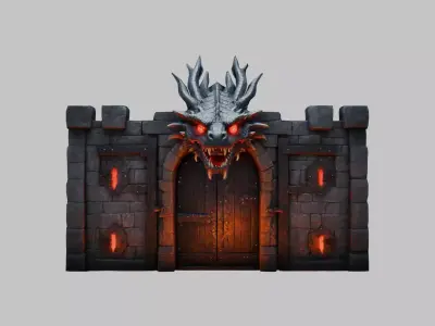 Dark Medieval Dungeon Doors 3D Model Low-poly 3D model
