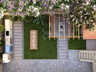  3D Exterior Scene 3D model design garden and landscape 3D model 7