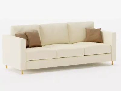Minimalist White Sofa with Cushions 3D model