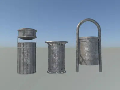 Street trash can Low-poly 3D model shop