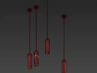 VIANO B four glass and gold pendant lights hanging 3D model