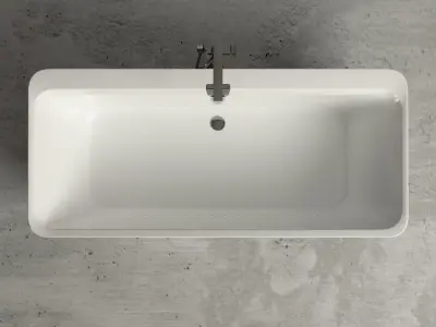 Freestanding  rectangle bathtub with floor-mounted tap 6 3D model