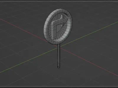 3d Turn Right Traffic Road Sign 3D model