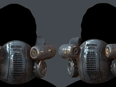 Gas mask helmet 3d model scifi Low-poly  Low-poly 3D model