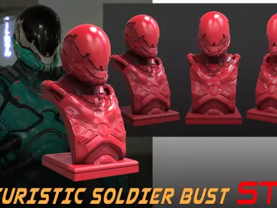 Futuristic soldier bust  3D print model