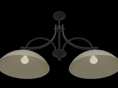 Ceiling hung pendant double light architectural scene lighting Low-poly 3D model