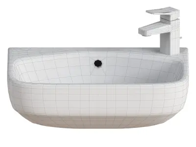 Wall Mounted Ceramic Bathroom Sink with Chrome Faucet 3D model