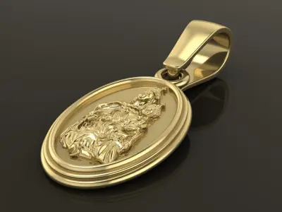 Oval Antique Mother Mary Pendant 22mm Length 3D print model