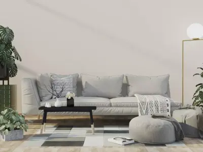 Interior Livingroom morden minimal scene 3D model