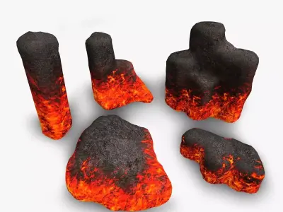 Rock Set 01 - Lava Low-poly 3D model