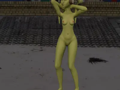 Green Head-Tail Alien Stylized Alien Pilot 3D print model